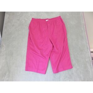 Vtg Alfred Dunner Women Pink Crop Elastic Waist‎ Pull On Solid Pant Plus Size 20